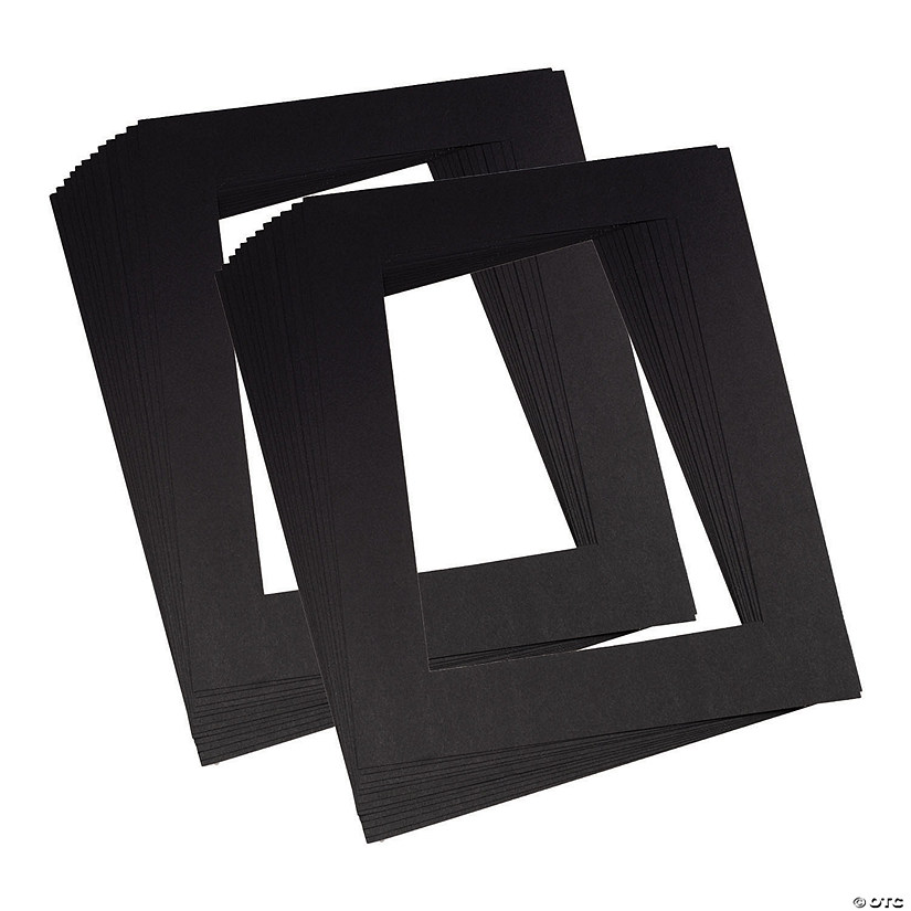 Pacon Pre-Cut Mat Frames, 11.5" x 16.75" Frame, 8" x 10.75" Window, Black, 12 Per Pack, 2 Packs Image