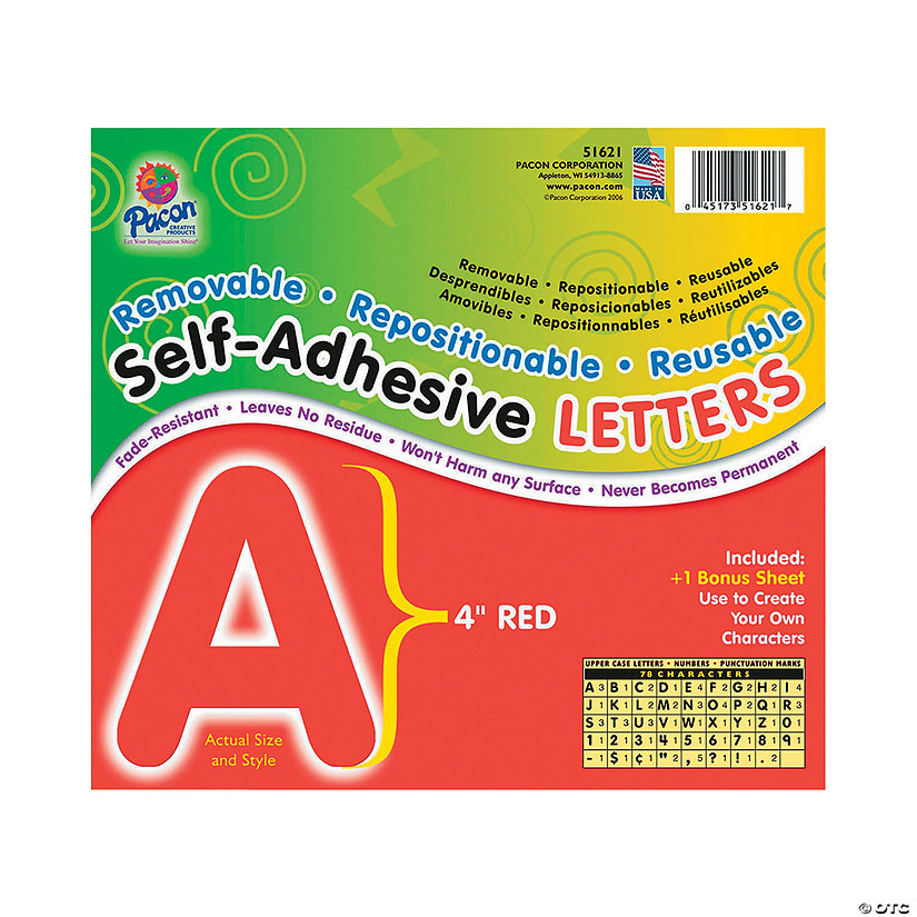 Pacon® Red SelfAdhesive Letters Oriental Trading