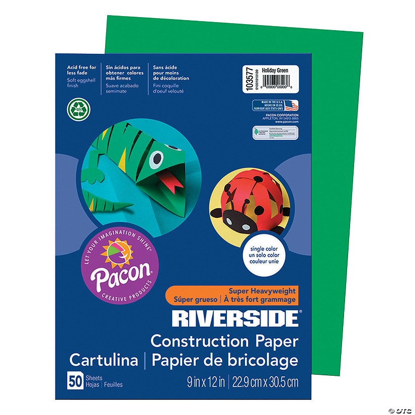 Pacon&#174; Riverside&#174; Holiday Green 9" x 12" Heavyweight Construction Paper - 50 Sheets Image