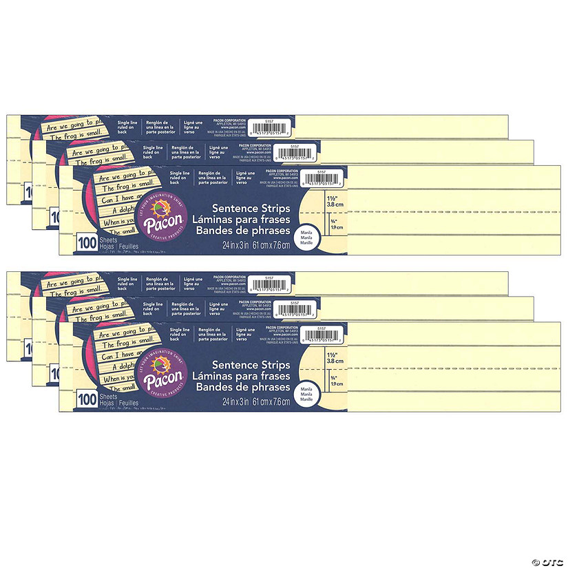 Pacon Sentence Strips, Manila, 3" x 24", 100 Strips Per Pack, 6 Packs Image