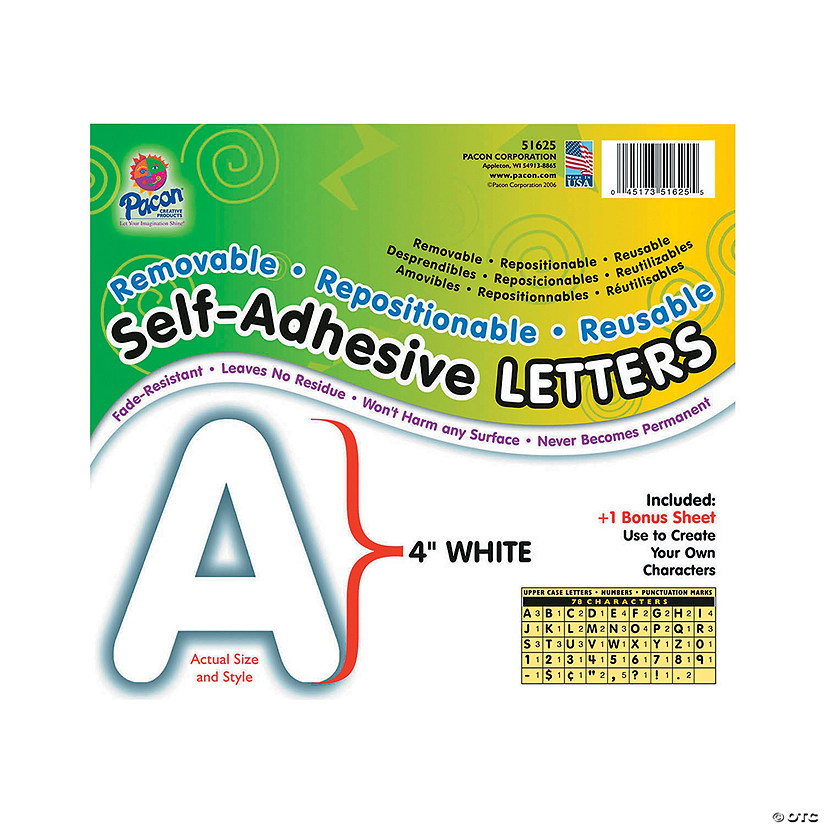 Pacon® White SelfAdhesive Letters Oriental Trading