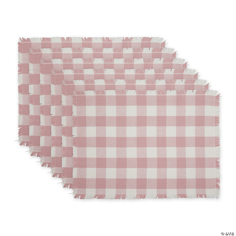 Pale Mauve Heavyweight Check Fringed Placemat (Set Of 6) Image