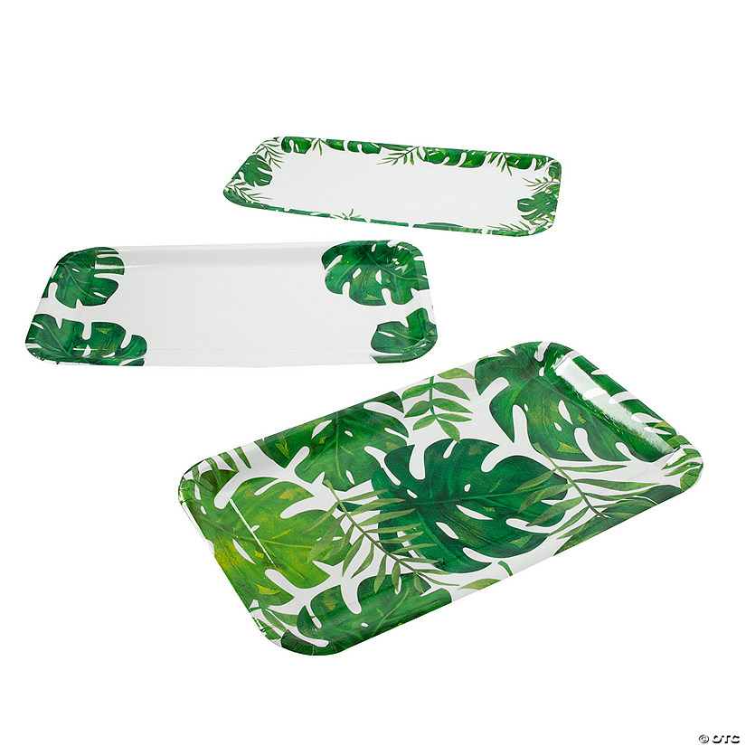 Palm Leaf Party Paper Serving Trays - 3 Pc. Image