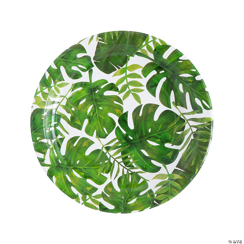 Palm Leaf Tropical Party Paper Dinner Plates - 8 Ct. Image