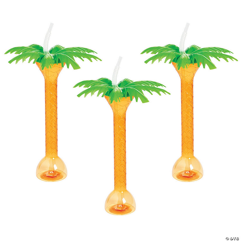 Palm Tree Plastic Yard Glasses 6 Ct. Oriental Trading