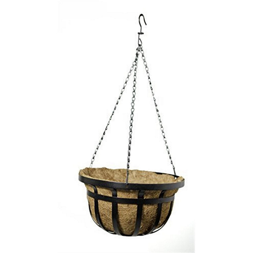 Panacea Products Flat Iron Series 14Inch Hanging Basket, Black