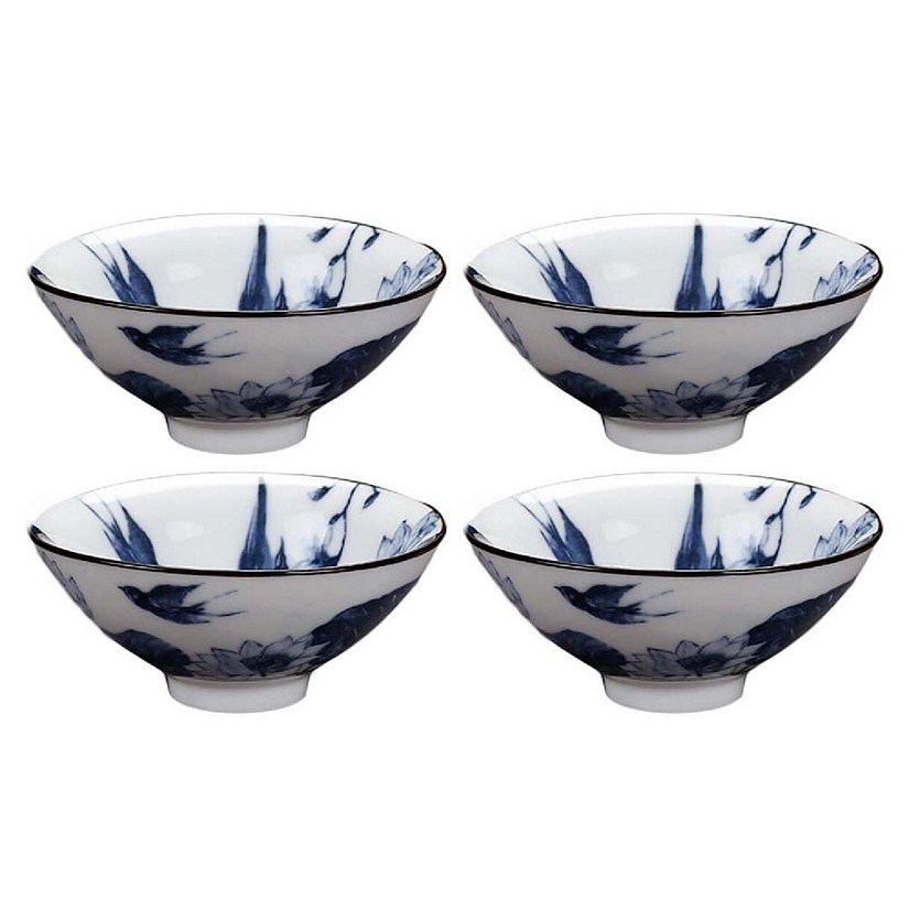 Panda Superstore PF-HOM367125011-DORIS00017-RP 1.3 oz Chinese Ceramic Lotus Kung Fu Handcrafted Porcelain Wine & Tea Cup Set&#44; Blue - 4 Piece Image
