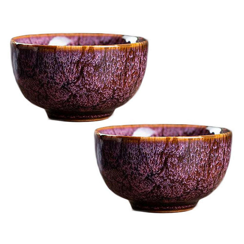 Panda Superstore PF-HOM367125011-DORIS02109-RP 2.3 oz Chinese Kungfu Handmade Porcelain Japanese Wine & Tea Cups Bowl&#44; Purple - 2 Piece Image