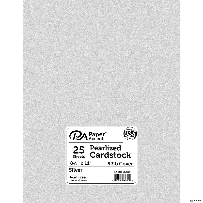 Paper Accents Cardstock 8.5"x 11" Pearlized 92lb Silver 25pc&#160; &#160;&#160; &#160; Image