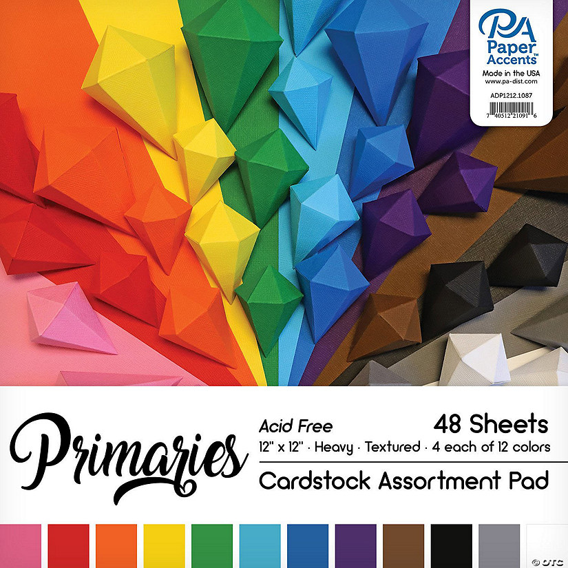 Paper Accents Cardstock Pad 12"x 12" Primaries Assortment 48pc&#160; &#160;&#160; &#160; Image