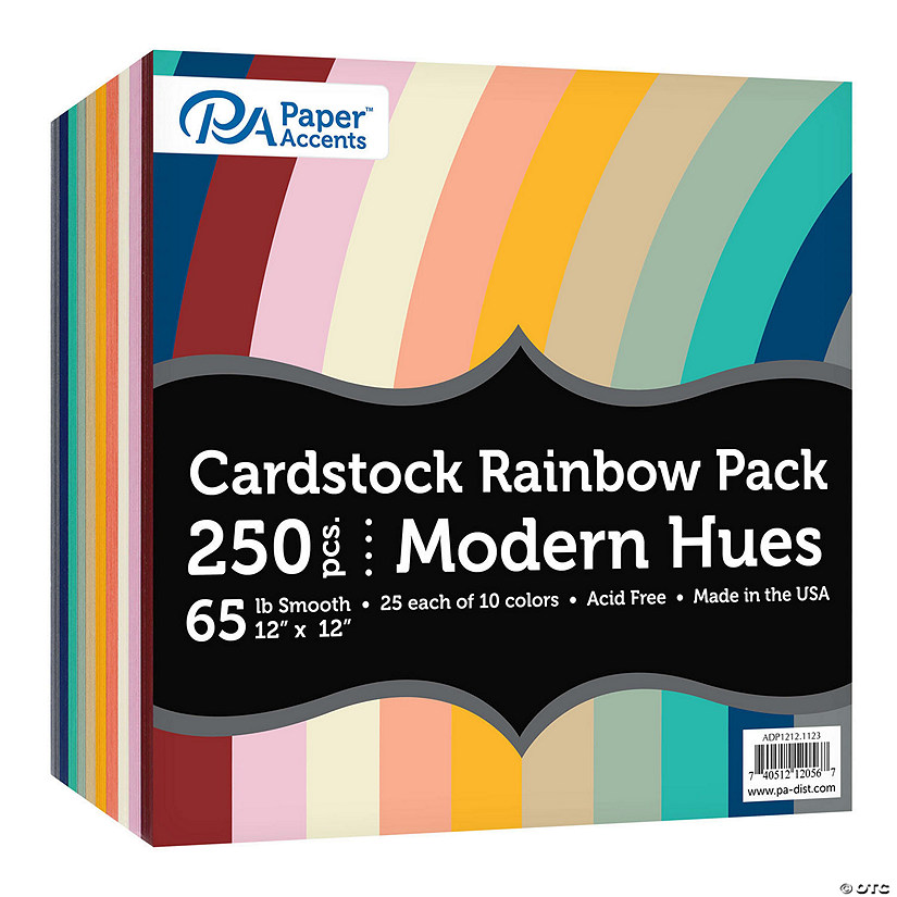 Paper Accents Cardstock Variety Pack 12x12 Rainbow 65lb Modern Hues 250pc Image
