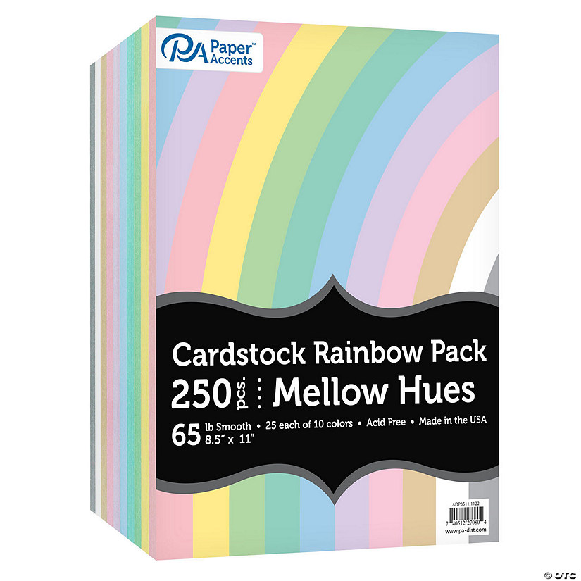Paper Accents Cardstock Variety Pack 8.5x11 Rainbow 65lb Mellow Hues 250pc Image