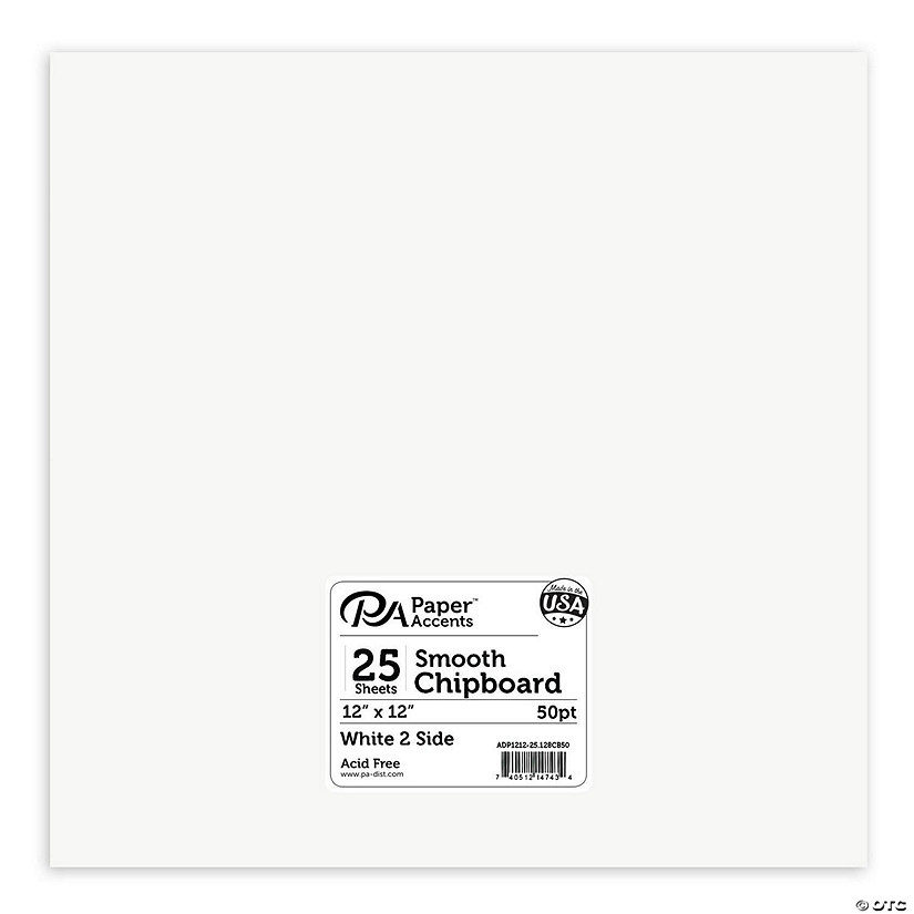 Paper Accents Chipboard 12"x 12" XL Heavy 50pt White 2 Side 25pc&#160; &#160;&#160; &#160; Image