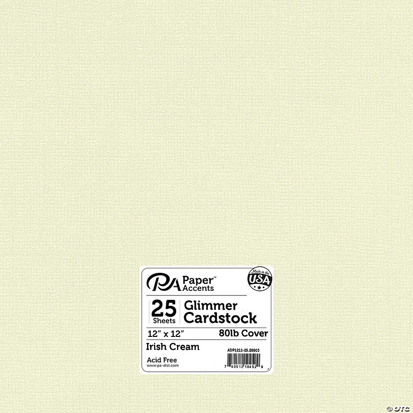 Paper Accents Glimmer Cardstock 12"x 12" 80lb 25pc Irish Cream&#160; &#160;&#160; &#160; Image
