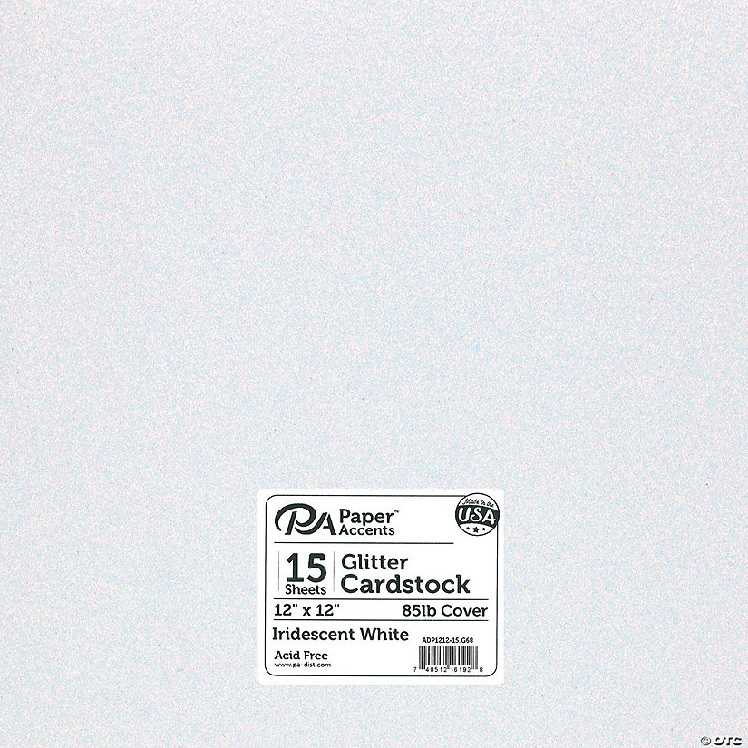 Paper Accents Glitter Cardstock 12"x 12" 85lb 15pc Iridescent White&#160; &#160;&#160; &#160; Image