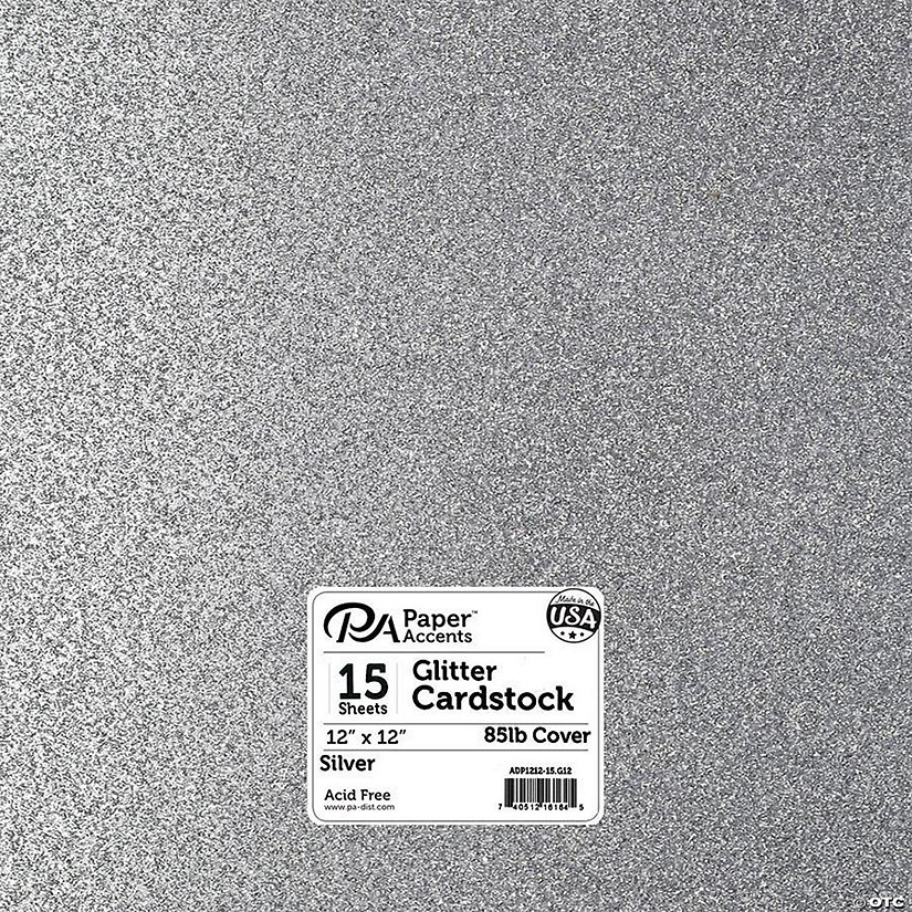 Paper Accents Glitter Cardstock 12"x 12" 85lb 15pc Silver&#160; &#160;&#160; &#160; Image