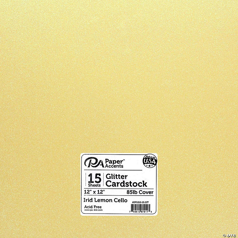 Paper Accents Glitter Cardstock 12"x 12" 85lb Iridescent Lemon Cello 15pc&#160; &#160;&#160; &#160; Image