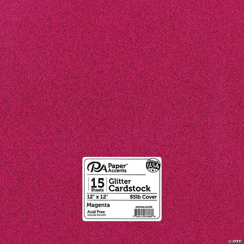 Paper Accents Glitter Cardstock 12"x 12" 85lb Magenta 15pc&#160; &#160;&#160; &#160; Image