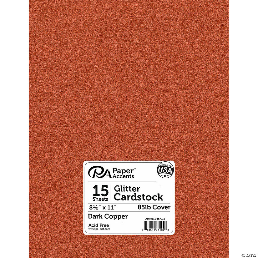 Paper Accents Glitter Cardstock 8.5"x 11" 85lb 15pc Dark Copper&#160; &#160;&#160; &#160; Image
