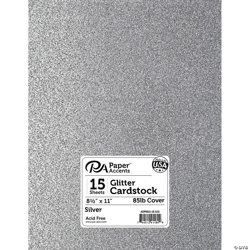 Paper Accents Glitter Cardstock 8.5"x 11" 85lb 15pc Silver&#160; &#160;&#160; &#160; Image