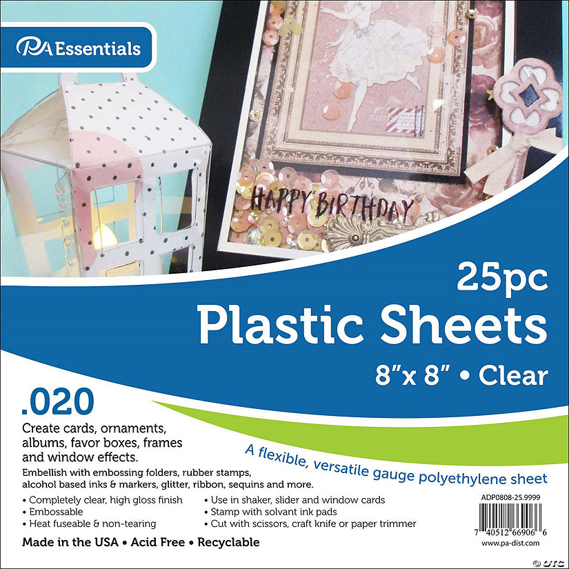 Paper Accents Plastic Sheet 8x8 Clear .020 25pc Oriental Trading