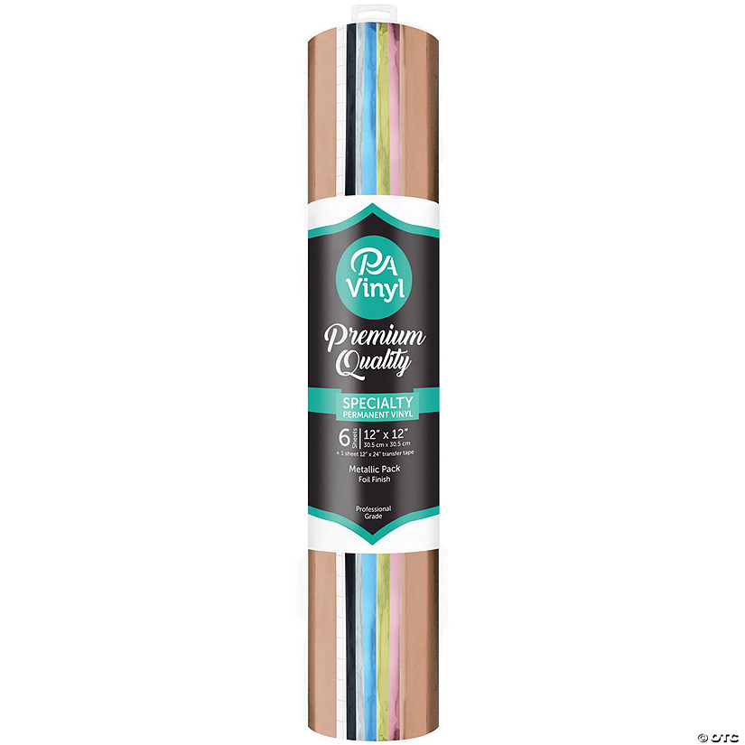 Paper Accents Vinyl 12"x 12" Roll Combo Pack Permanent Foil Metallic With Transfer Tape Image