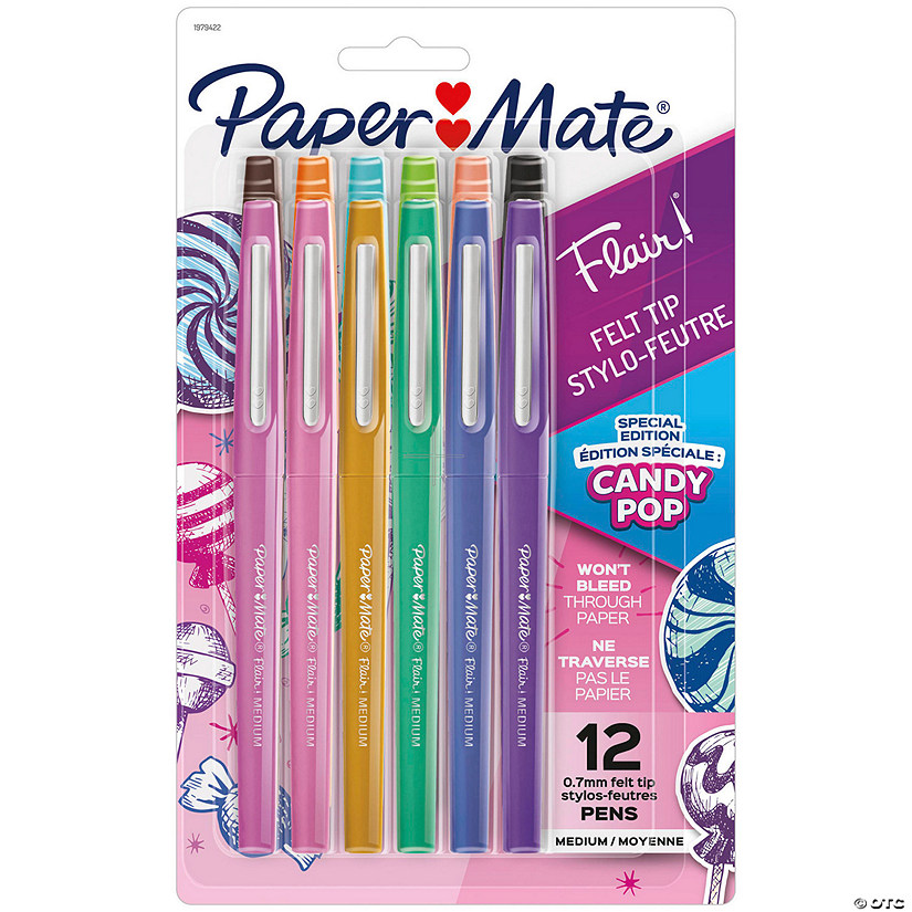 Paper Mate Flair Felt Tip Pens, Medium Point, Candy Pop Pack, 12 Count Image