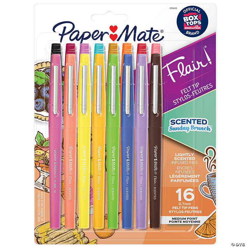 Paper Mate Flair Scented Felt Tip Pens, Assorted Sunday Brunch Scents and Colors, 0.7mm, 16 Count Image