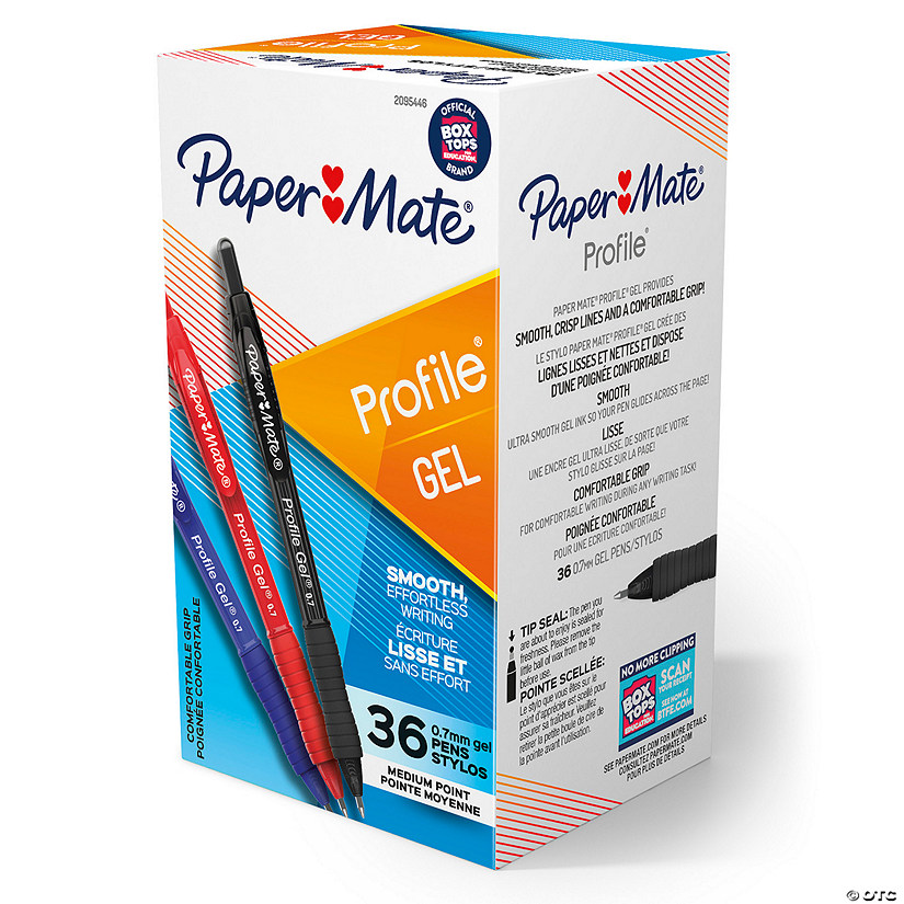 Paper Mate Gel Pen, Profile Retractable Pen, 0.7mm, Assorted, 36 Count Image