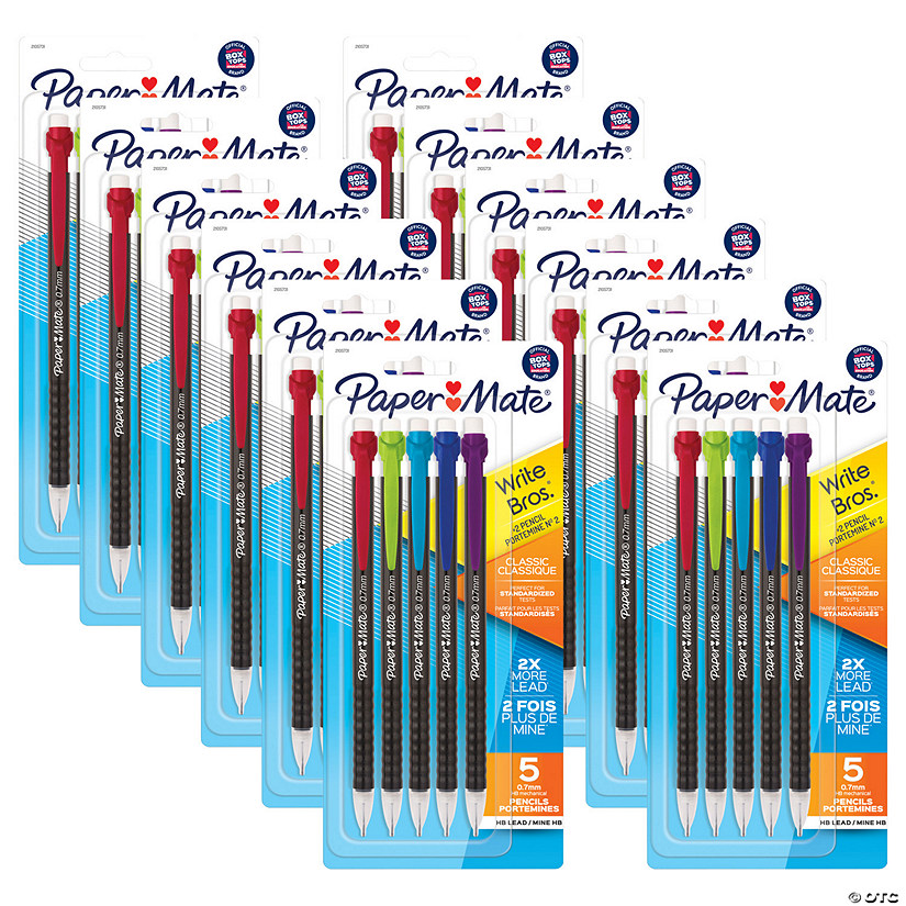 Paper Mate Write Bros Mechanical Pencil, 0.7mm, Assorted, 5 Per Pack, 12 Packs Image
