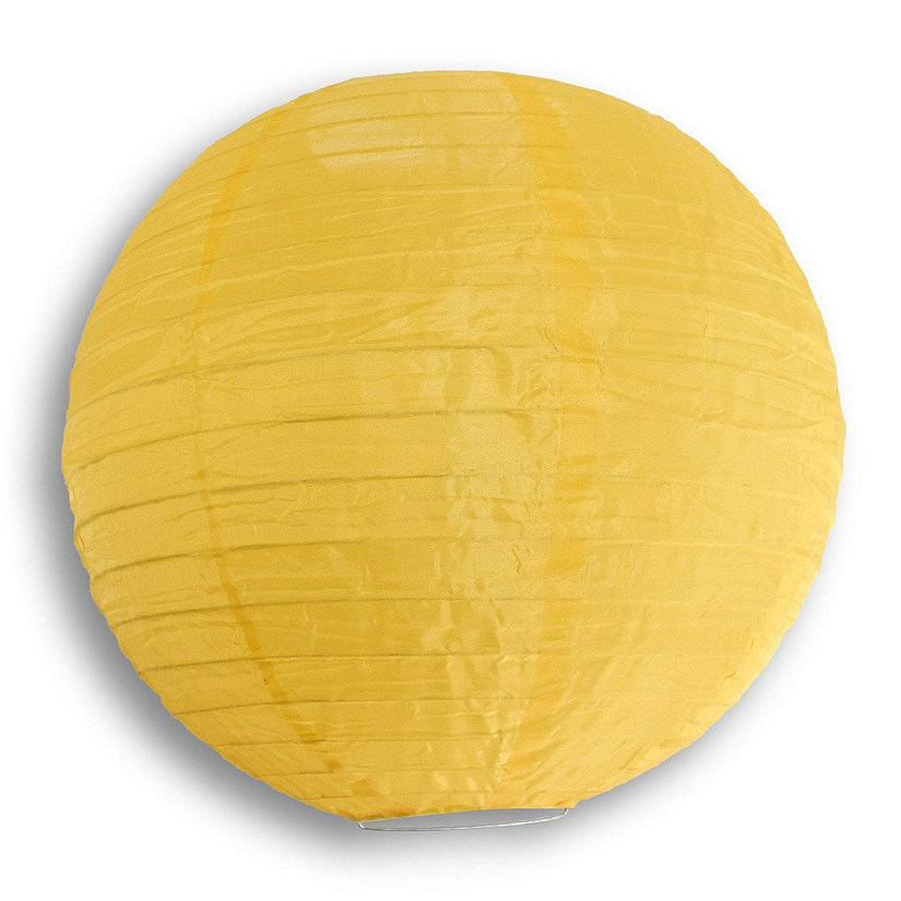 PaperLanternStore 12" Gold Yellow Shimmering Nylon Lantern, Even Ribbing, Durable Image