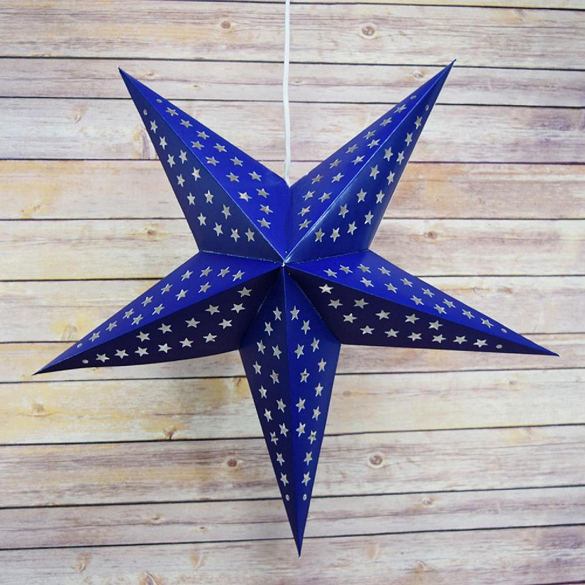 PaperLanternStore 24" Navy / Dark Blue Paper Star Lantern Oriental