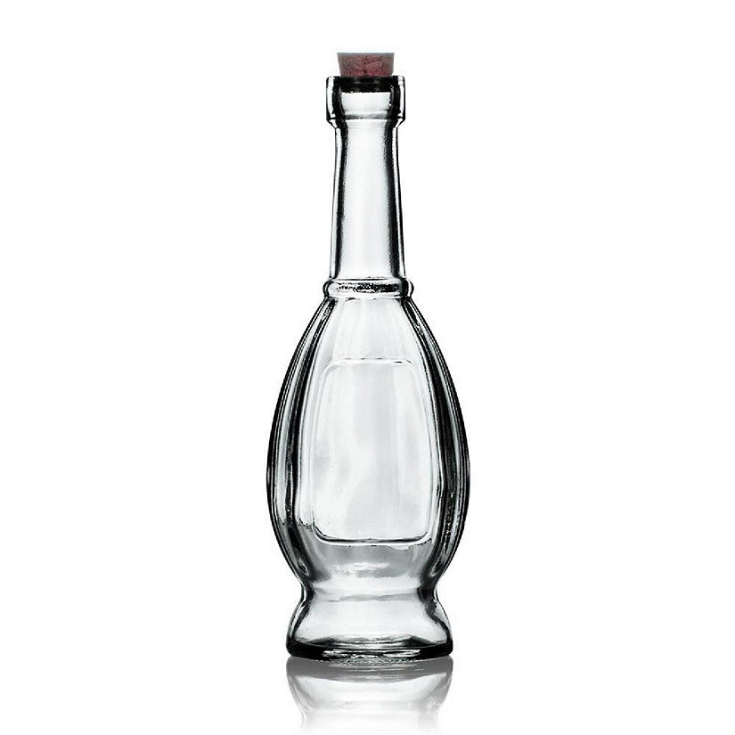 PaperLanternStore 6.5" Vera Clear Vintage Glass Bottle with Cork - DIY Wedding Flower & Bud Vases Image