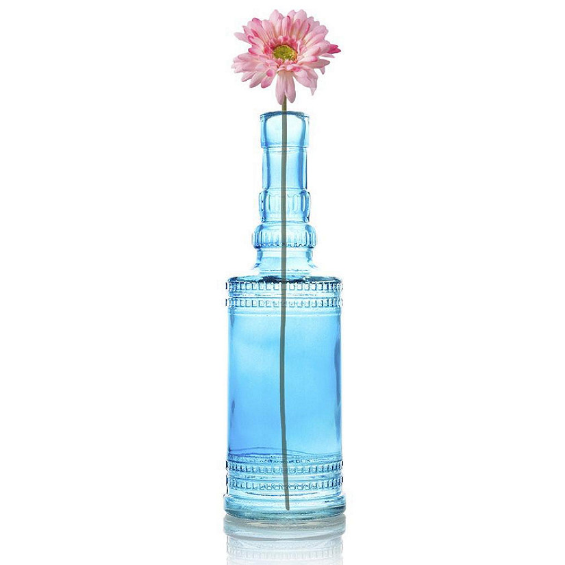PaperLanternStore 8.86" Camila Turquoise Vintage Glass Bottle with Cork - DIY Wedding Flower Bud Vases Image