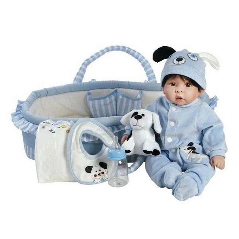 Paradise Galleries 17 Realistic Reborn Doll with Bassinet with Accessories - Finn & Sparky Image