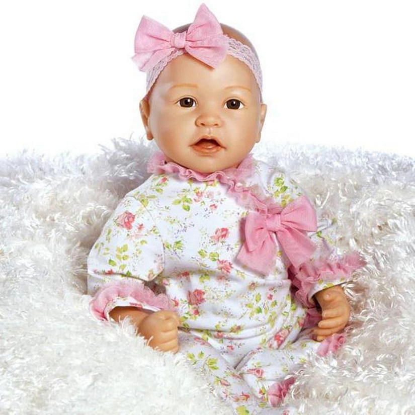 Paradise Galleries 21 Realistic Reborn Doll in Floral Onesie - Baby Layla Image