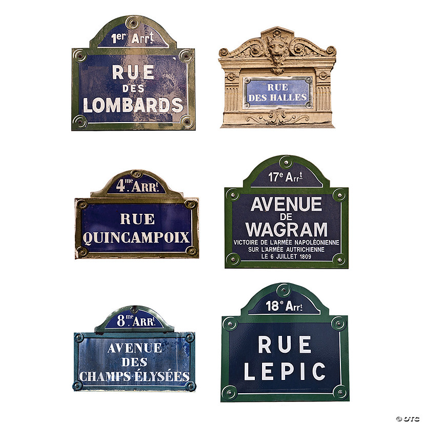Paris Street Sign Cutouts - 6 Pc. Image