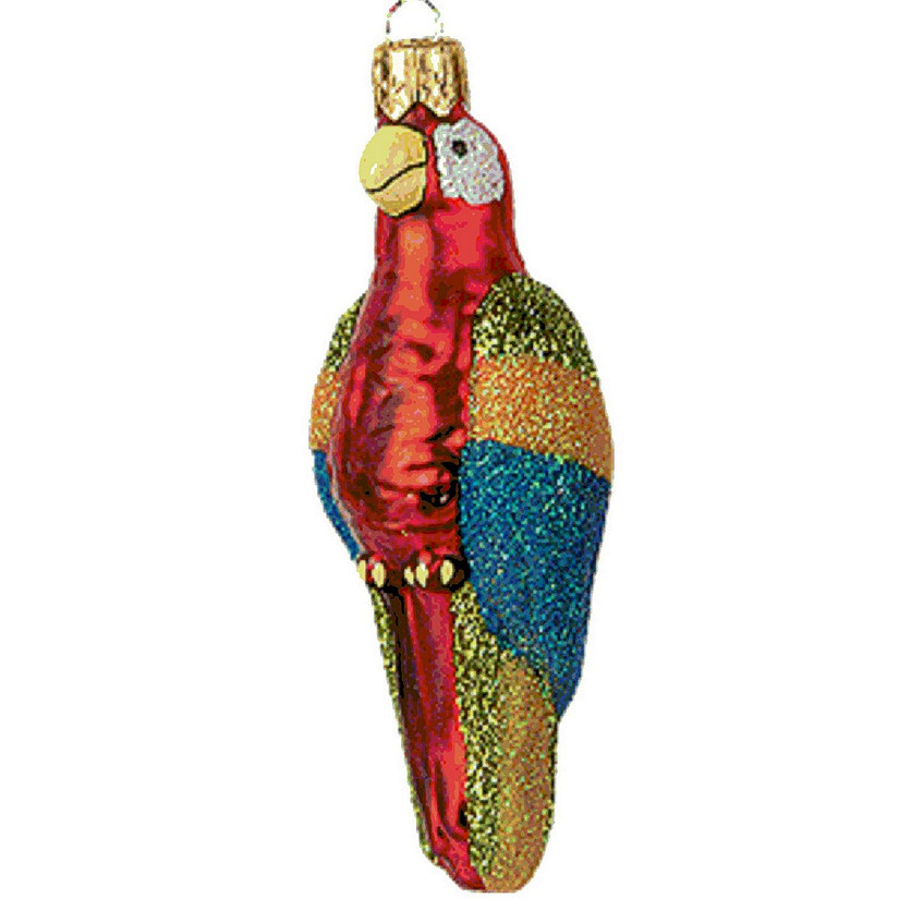 Parrot Polish Glass Christmas Bird Ornament Made in Poland Bird Decoration Image
