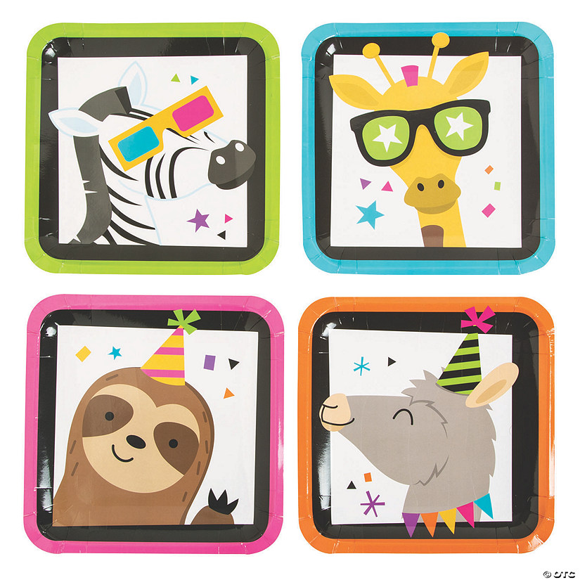 Party Animal Square Paper Dinner Plates - 8 Ct. Image