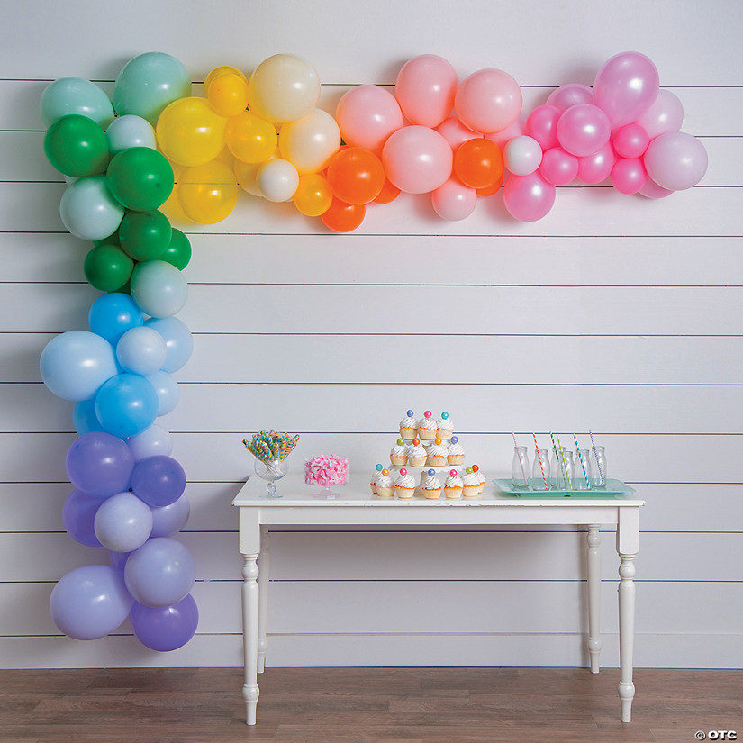 Pastel & Bright Rainbow Balloon Garland Kit - 470 Pc. Image