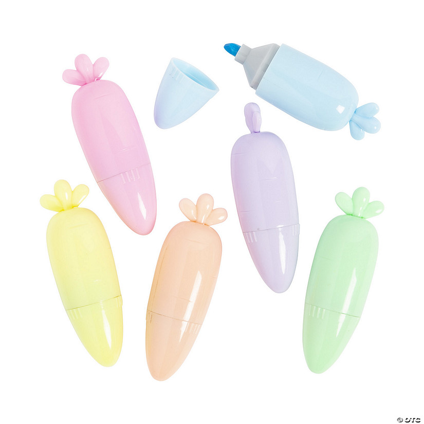 Pastel Carrot-Shaped Highlighters - 12 Pc. Image