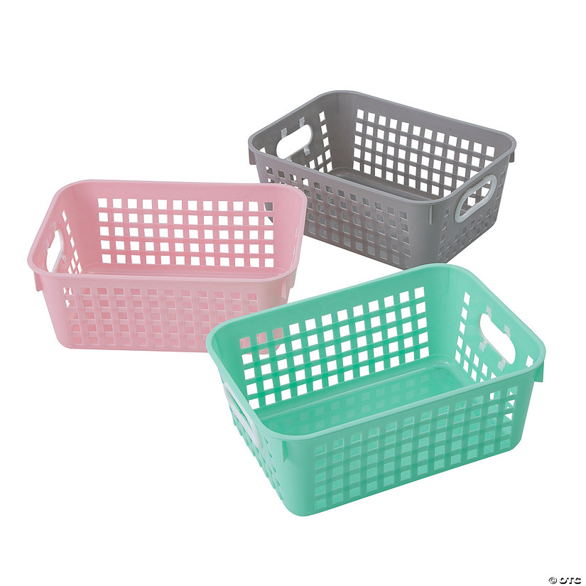 Pastel Classroom Storage Tall Baskets with Handles - 6 Pc. Image