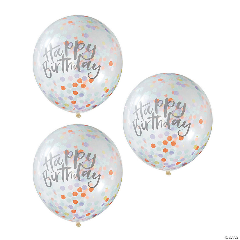 Pastel Confetti Happy Birthday 16" Latex Balloons Image