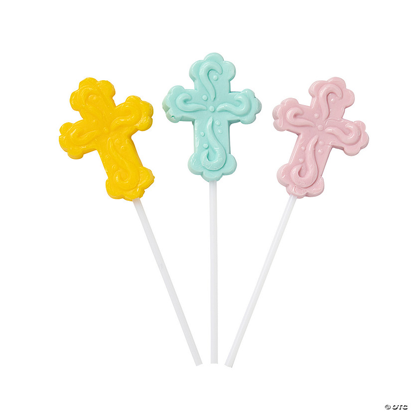 Pastel Cross-Shaped Lollipops - 12 Pc. Image