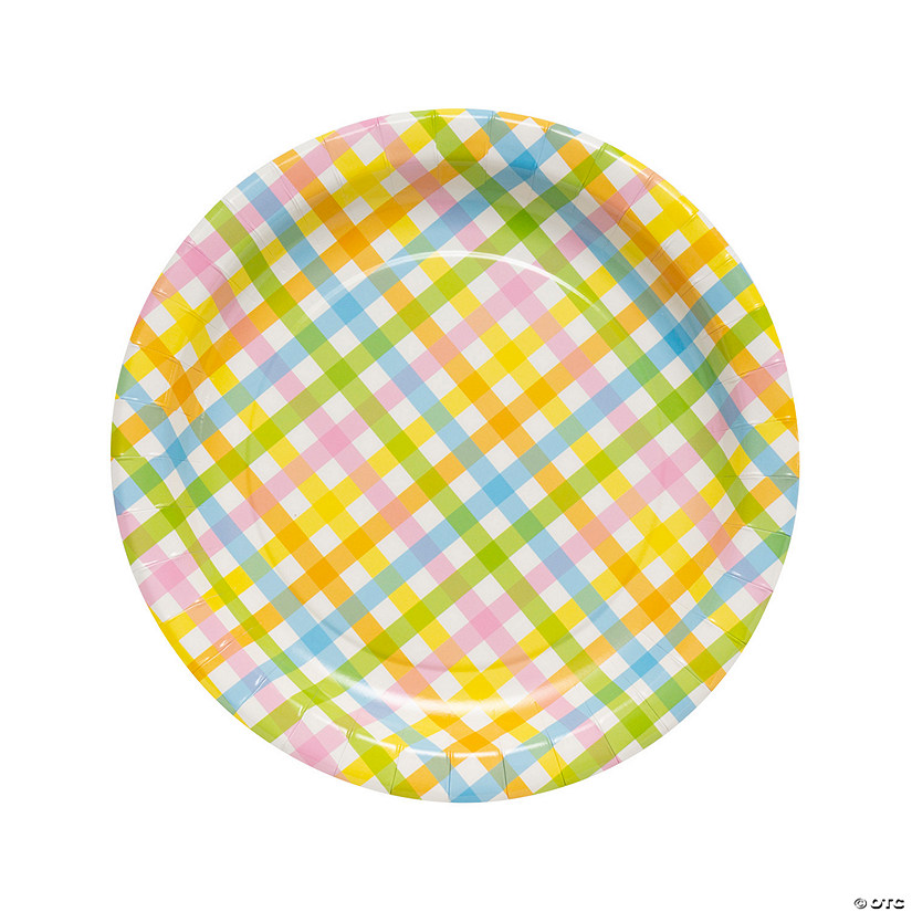 Pastel Gingham Paper Dinner Plates - 8 Ct. Image
