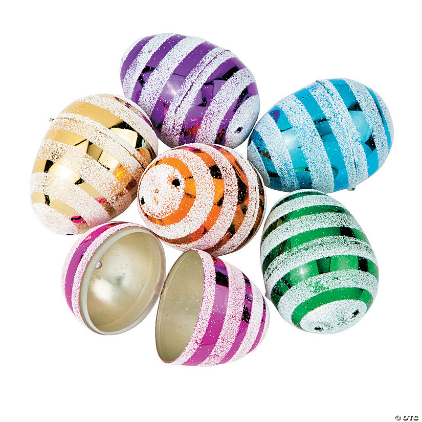 Pastel Metallic Striped Plastic Easter Eggs Discontinued