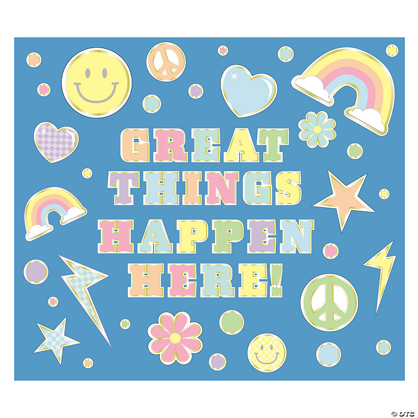 Pastel Rainbow Great Things Classroom Wall Mural - 55 Pc. Image
