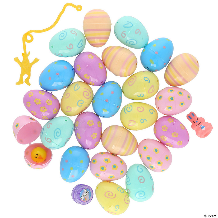 Pastel ToyFilled Patterned Plastic Easter Eggs 24 Pc. Oriental Trading