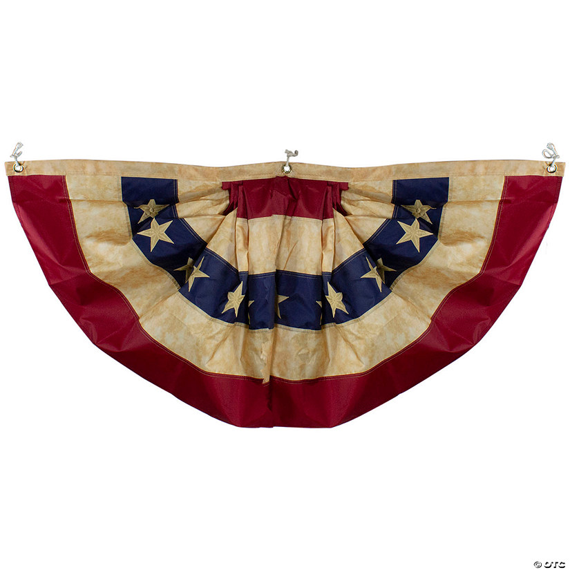 Patriotic Americana Tea-Stained Pleated Bunting Flag 24" x 48" Image