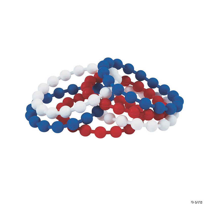 Patriotic Beaded Rubber Bracelets 12 Pc Discontinued